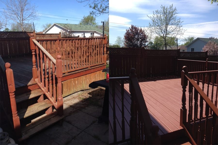Deck Before and after staining - Cornwall painting and handyman services